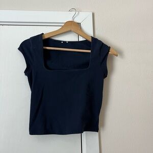 Garage Navy Blue Portia Square Neck Top Size Small
